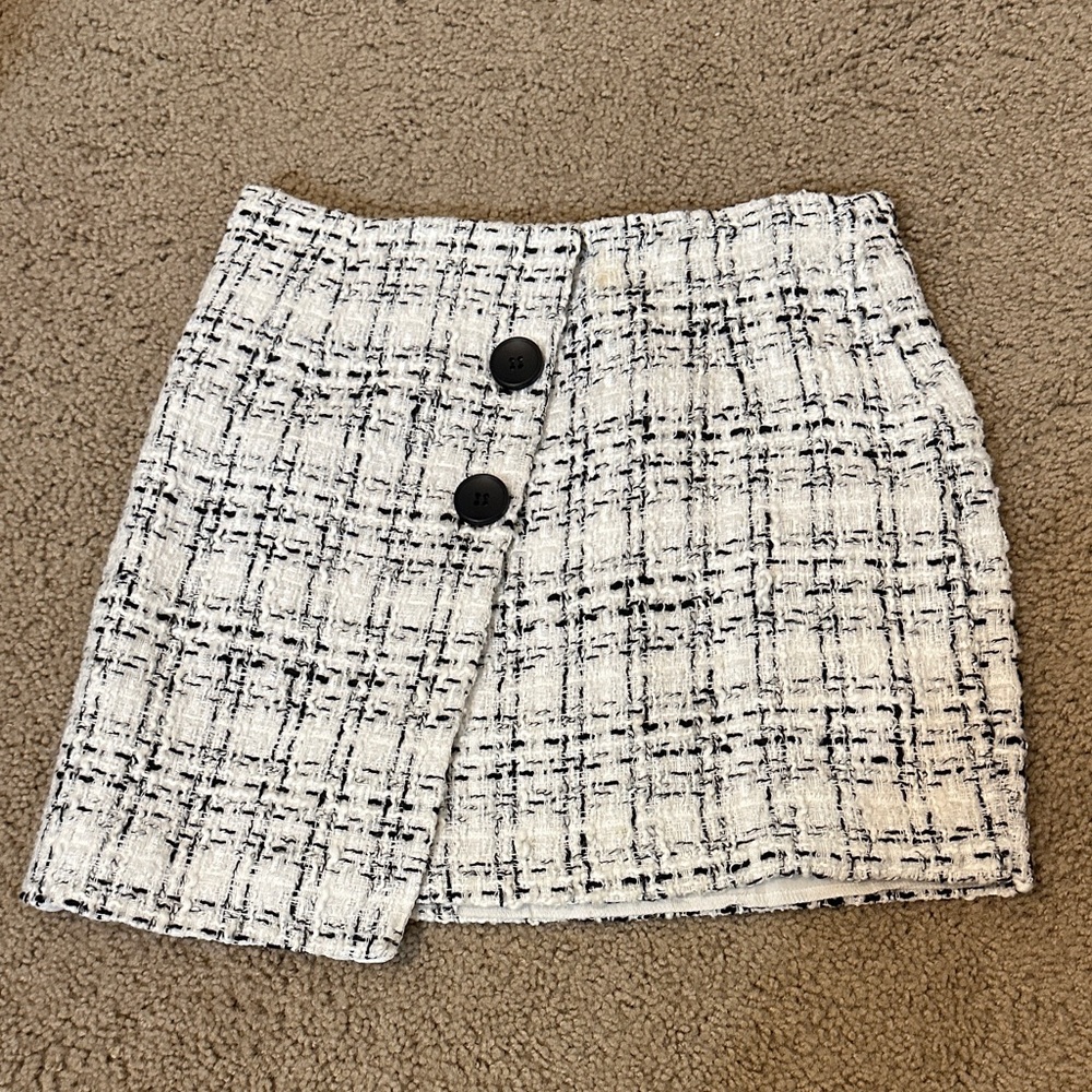 Tweed Mini Skirt - Black and White